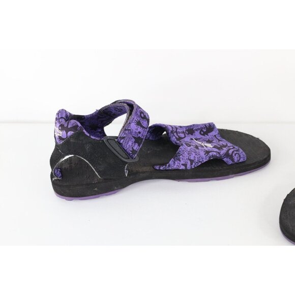 Vintage 90s Reebok Mens 10 Distressed Spell Out Strap Sandals Geometric Purple